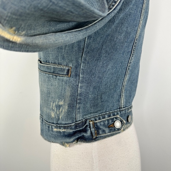 Vintage Abercrombie & Fitch Stone Washed Distressed Cropped Denim Y2K Jacket S - Picture 9 of 15